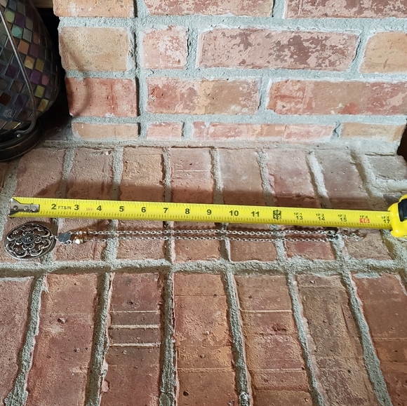 Long Necklace w/ Round Amber Toned Pendant - Picture 5 of 5